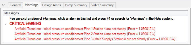 Critical Warnings in the Output indicating Artificial Transients are present.